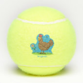 Grappig kippenbijtende witte cartoon tennisballen (Achterkant)