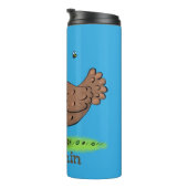 Grappig kippenbijtende witte cartoon thermosbeker (Geroteerd rechts)