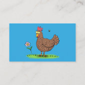 Grappig kippenbijtende witte cartoon visitekaartje (Achterkant)