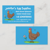 Grappig kippenbijtende witte cartoon visitekaartje (Voorkant / Achterkant)