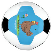 Grappig kippenbijtende witte cartoon voetbal (Gedraaid)