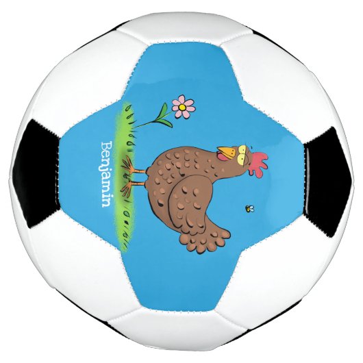 Grappig kippenbijtende witte cartoon voetbal (Gedraaid)