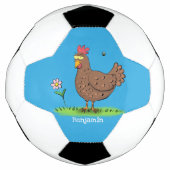 Grappig kippenbijtende witte cartoon voetbal (Voorkant)