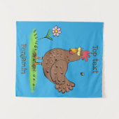 Grappig kippenbijtende witte cartoon wandkleed (Voorkant (horizontaal))