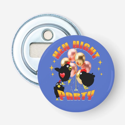 Grappig Kippenfeestje Kippen Design Button Flesopener (Voorkant)