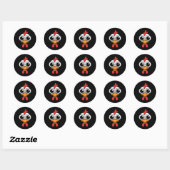 Grappig Kippengezicht Grote Ogen Cartoon Haan Hol Ronde Sticker (Vel)