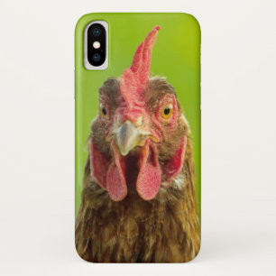 Grappig kippengezicht op groen iPhone x hoesje