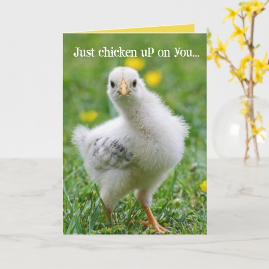 Grappig kippenkoppeling. kaart (Gele Bloem)
