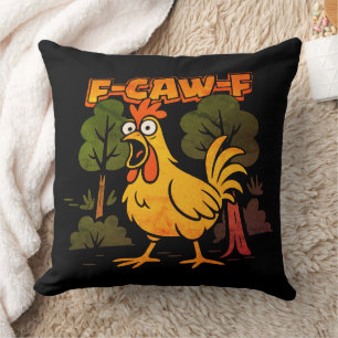 Grappig Kippenontwerp – F-Caw-F Cartoon Dier Humor Kussen