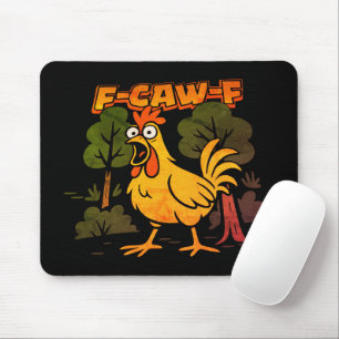 Grappig Kippenontwerp – F-Caw-F Cartoon Dier Humor Muismat