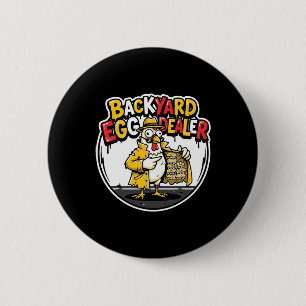Grappig kippenontwerp voor eierverkoper  ronde button 5,7 cm