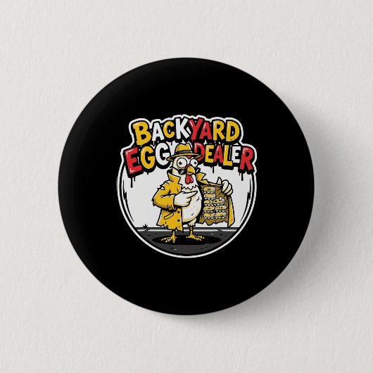 Grappig kippenontwerp voor eierverkoper ronde button 5,7 cm (Voorkant)