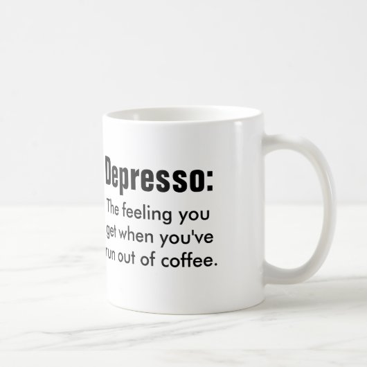 Grappig kist quote: Depresso Koffiemok (Rechts)