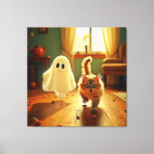 Grappig Kitten Spooky Friend Design Canvas Afdruk (Voorkant)