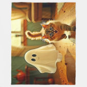 Grappig Kitten Spooky Friend Design Fleece Deken (Voorkant)