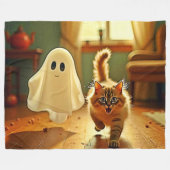 Grappig Kitten Spooky Friend Design Fleece Deken (Voorkant (Horizontaal))