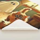 Grappig Kitten Spooky Friend Design Sherpa Deken (3/4)