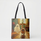 Grappig Kitten Spooky Friend Design Tote Bag (Voorkant)