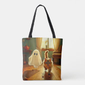 Grappig Kitten Spooky Friend Design Tote Bag (Achterkant)