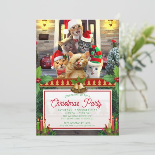 Grappig kittens op kerstdag. kaart (Staand voorkant)