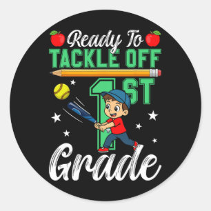 Grappig klaar om de 1e klas te tackelen Zachte Ck  Ronde Sticker