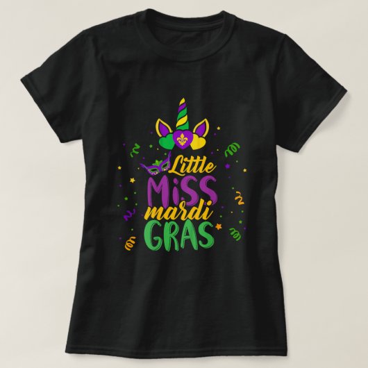Grappig klein Miss Mardi Gras Leuke Mardi Gras Uni T-shirt (Design voorkant)
