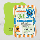 Grappig klein monster verjaardagsfeestje kaart (Voorkant / Achterkant)