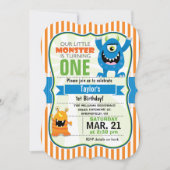 Grappig klein monster verjaardagsfeestje kaart (Voorkant)
