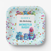 Grappig klein monster verjaardagsfeestje papier Bo Papieren Bordje (Voorkant)