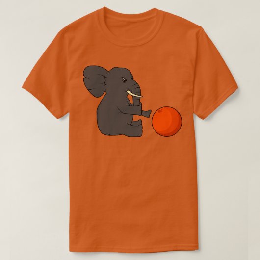 Grappig kleine olifant met een bal t-shirt (Design voorkant)