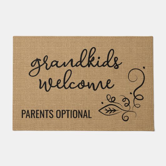 Grappig kleinkinderen welkom op Faux Jute Textile Deurmat (Voorkant)
