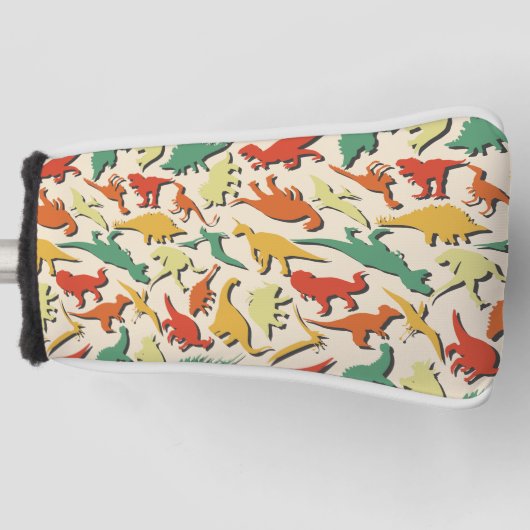 Grappig kleurig patroon dino-komische dinosaurus golfheadcover (Voorkant)