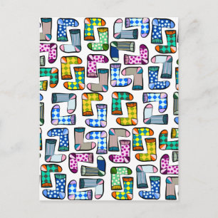 Grappig kleurig sokpatroon briefkaart