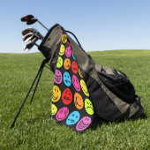 Grappig kleurige gezichten golfhanddoek (Groen)