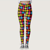 Grappig kleurige gezichten leggings (Voorkant)