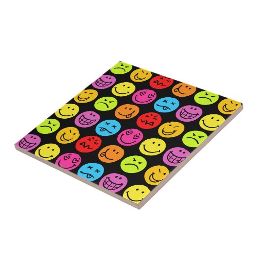 Grappig kleurige gezichten tegeltje (Zijkant)