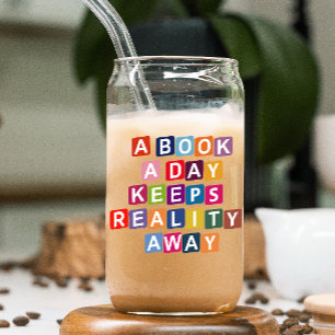 Grappig kleurrijk boek liefhebber Drink Blikvorm Glas