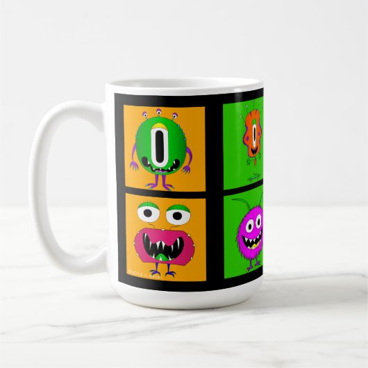 Grappig, kleurrijk, Cartoon Monsters, Halloween Koffiemok (Links)