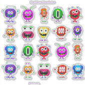 Grappig, kleurrijk, Cartoon monsters Sticker (Voorkant)