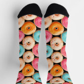 Grappig Kleurrijk Donut Patroon Zwart Naam Monogra Sokken (Top)