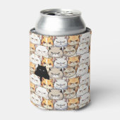 Grappig kleurrijk humeurig miauw katten kitten hui blikjeskoeler (Blikje Voorkant)