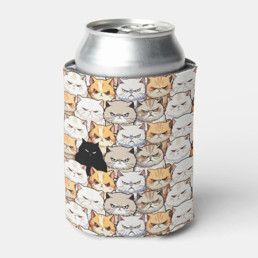 Grappig kleurrijk humeurig miauw katten kitten hui blikjeskoeler (Blikje Voorkant)