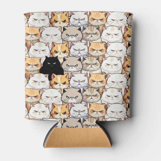 Grappig kleurrijk humeurig miauw katten kitten hui blikjeskoeler (Voorkant)