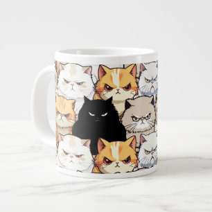 Grappig kleurrijk humeurig miauw katten kitten hui grote koffiekop