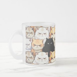 Grappig kleurrijk humeurig miauw katten kitten hui matglas koffiemok