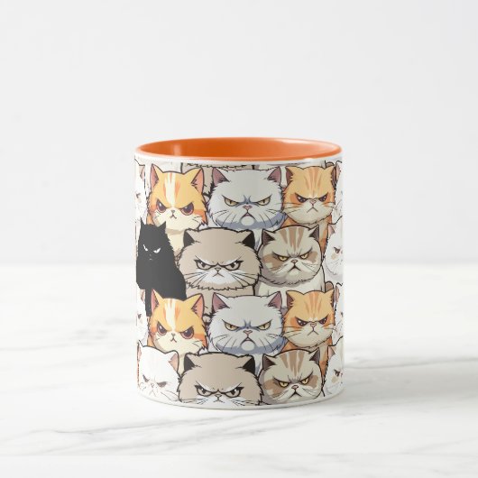 Grappig kleurrijk humeurig miauw katten kitten hui mok (Midden)