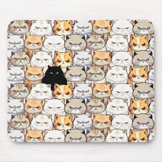 Grappig kleurrijk humeurig miauw katten kitten hui muismat (Voorkant)