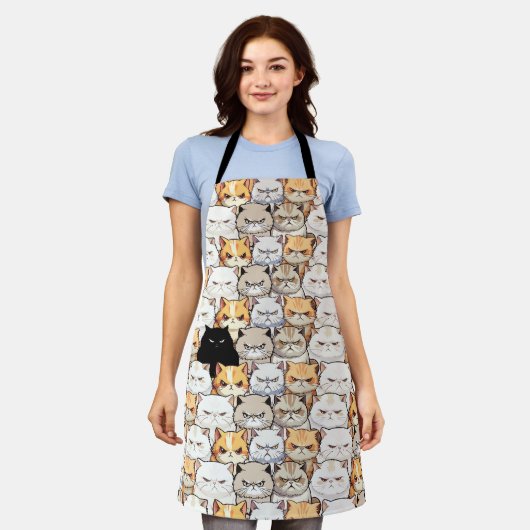 Grappig kleurrijk humeurig miauw katten kitten hui schort (Gedragen)