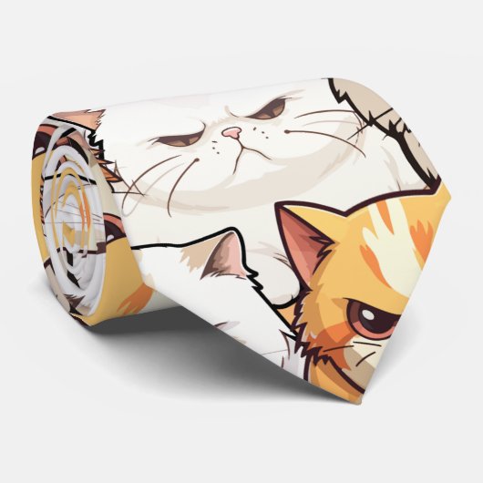 Grappig kleurrijk humeurig miauw katten kitten hui stropdas (Opgerold)