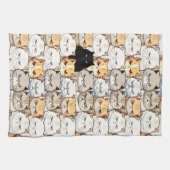 Grappig kleurrijk humeurig miauw katten kitten hui theedoek (Horizontaal)